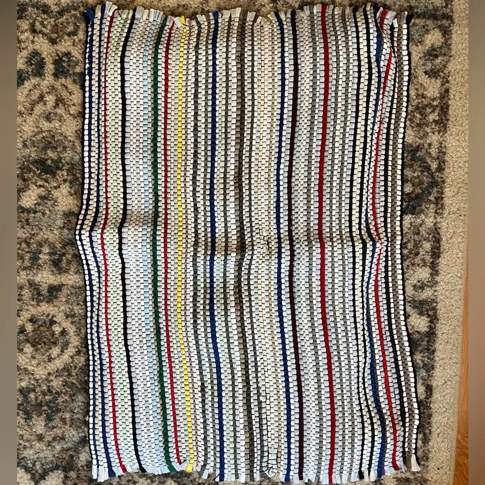 Rag Rugs - set of 6 - polyester upcycled boho rainbow rag rugs